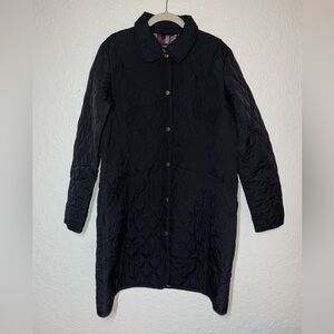 Lands End girls kids large 10/12 black long quilt jacket coat